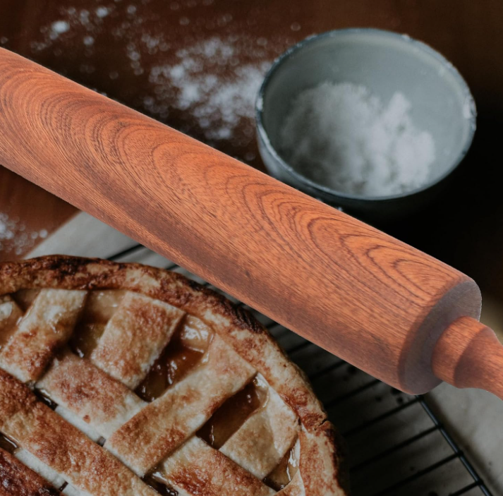 Mahogany rolling pin (1 pc), dual-handle design for easy rolling - Image 2
