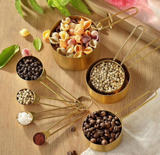 8-Piece Gold Stainless Steel Measuring Cup Set